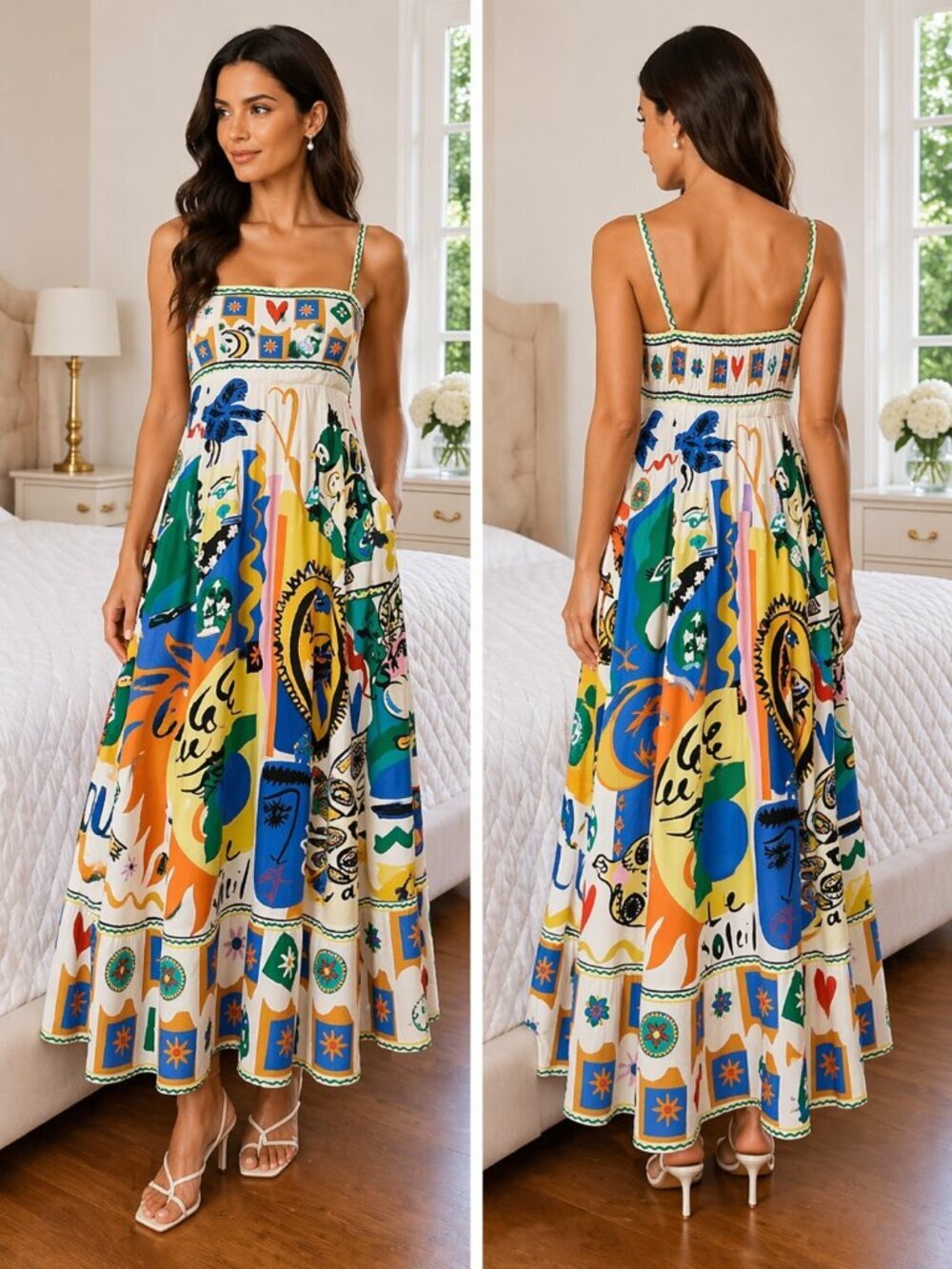 NWT Elegant Print Vacation Midi Dress